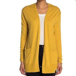 MADEWELL Mustard Open Cardigan Sweater W/Pockets